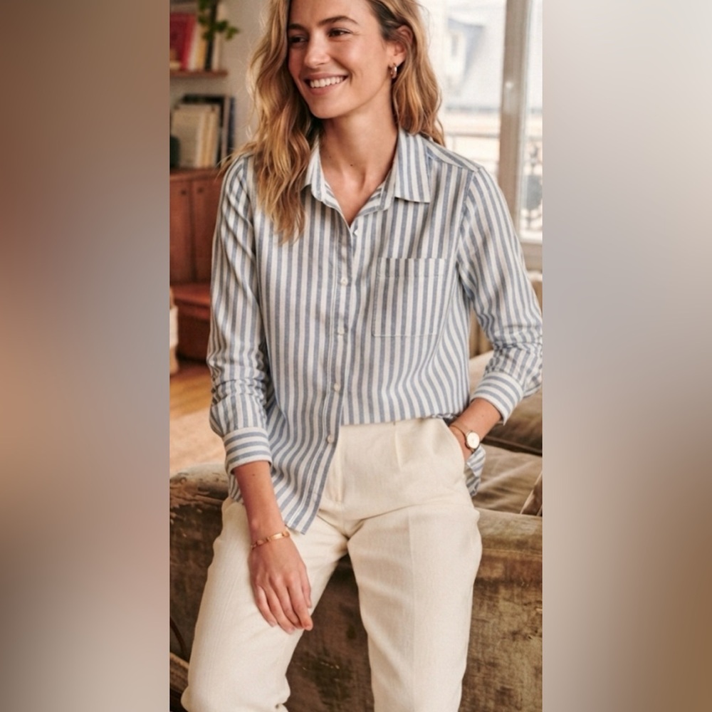 Lola River 100% Cotton Striped Button Down - Size M
